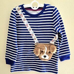 Mini Boden Pocket Appliqué Dog Purse Sweat Shirt Sz 2/3-11/12 New, Tag Cut